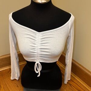 Cropped Off The Shoulder Long Sleeve Top